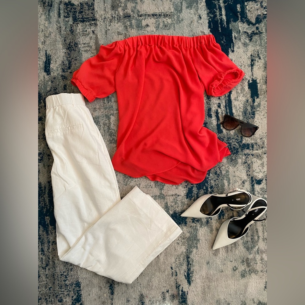 Michael Kors Off the Shoulder Coral Top